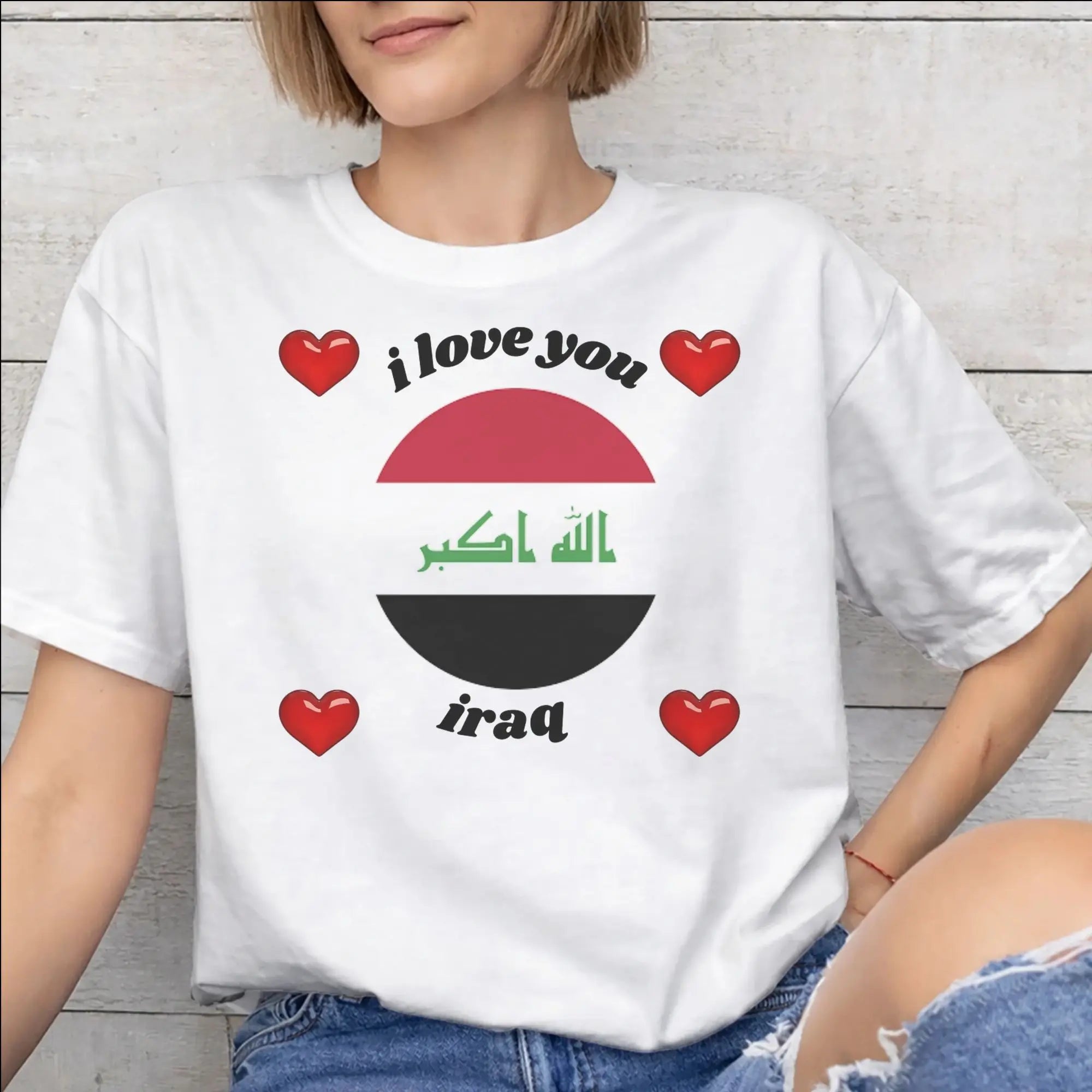 تيشيرت قطني للرجال والنساء بطباعة علم العراق ورسومات مميزة، قميص علوي مريح وأنيق للاستخدام اليومي.