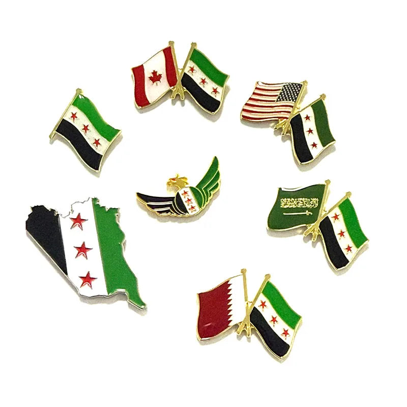 دبوس بروش بعلم سوريا - يُثبت على الياقة