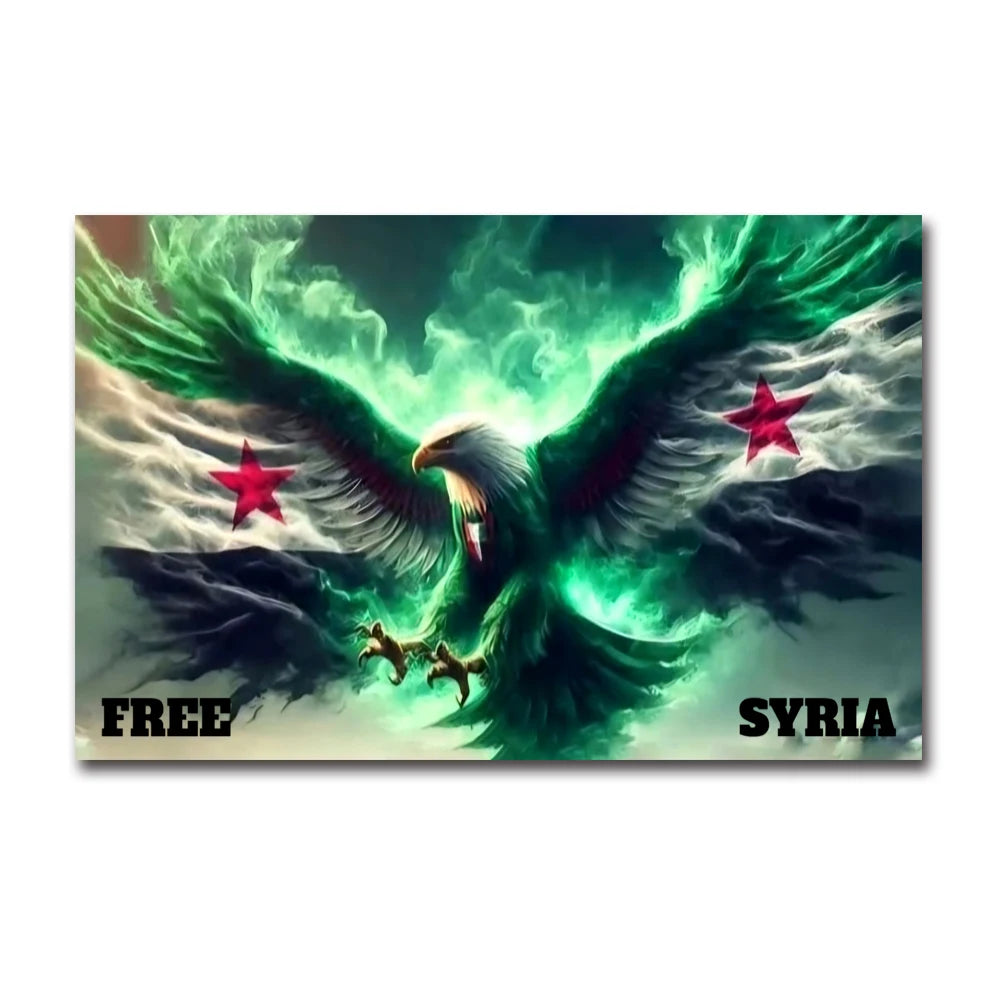 علم سوريا، علم دمشق، علم الثورة السورية، علم “سوريا الحرة”، مناسب للتعليق كزينة منزلية وديكور.