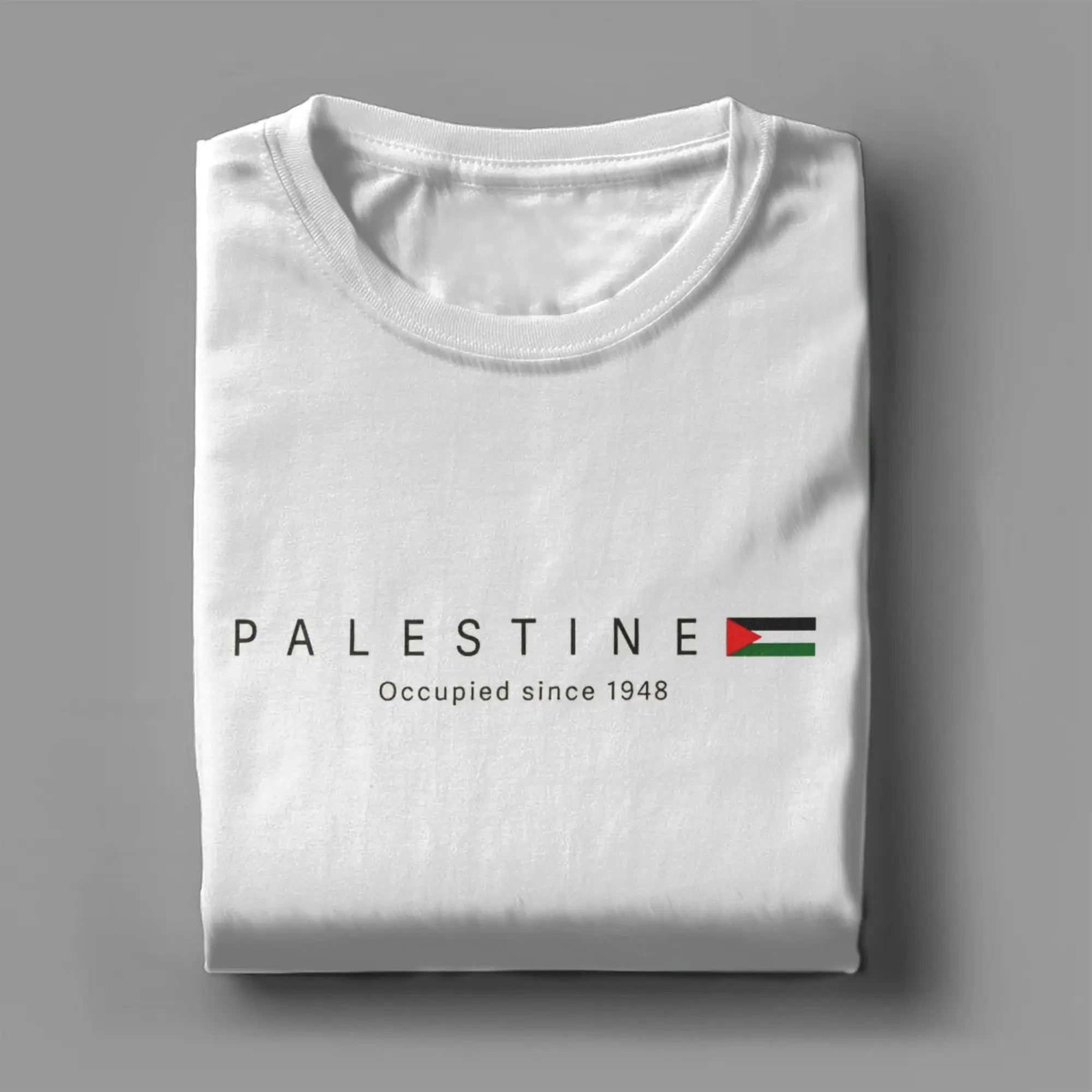 تيشيرت قطني للرجال يحمل علم فلسطين وخريطة فلسطين، مناسب لفصل الصيف، بتصميم ستريت وير (ملابس الشارع)، بياقة دائرية، متوفر بم