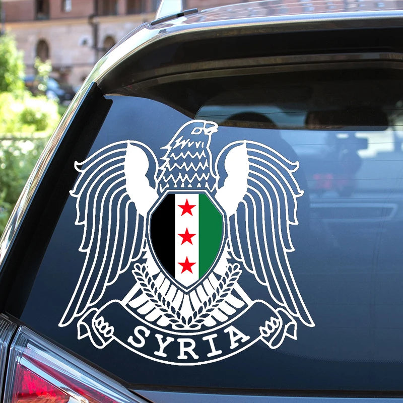 ملصق فينيل لشعار النبالة الخاص بسوريا، مخصص لسوريا / Syrien / سوريا الحرة، ملصق سيارة مقاوم للماء للزينة.