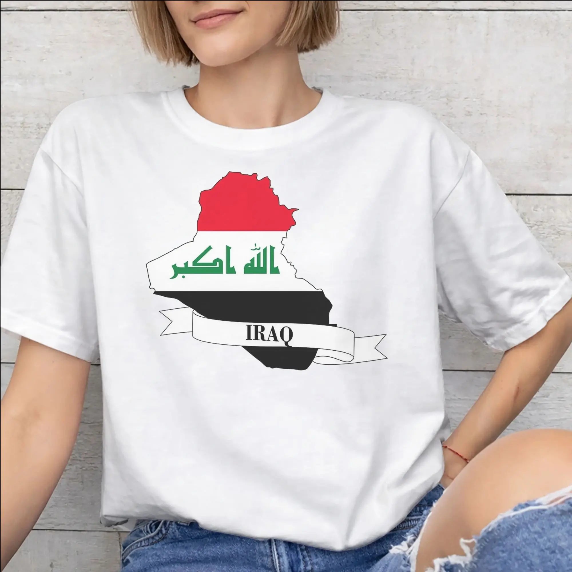 تيشيرت قطني للرجال والنساء بطباعة علم العراق ورسومات مميزة، قميص علوي مريح وأنيق للاستخدام اليومي.